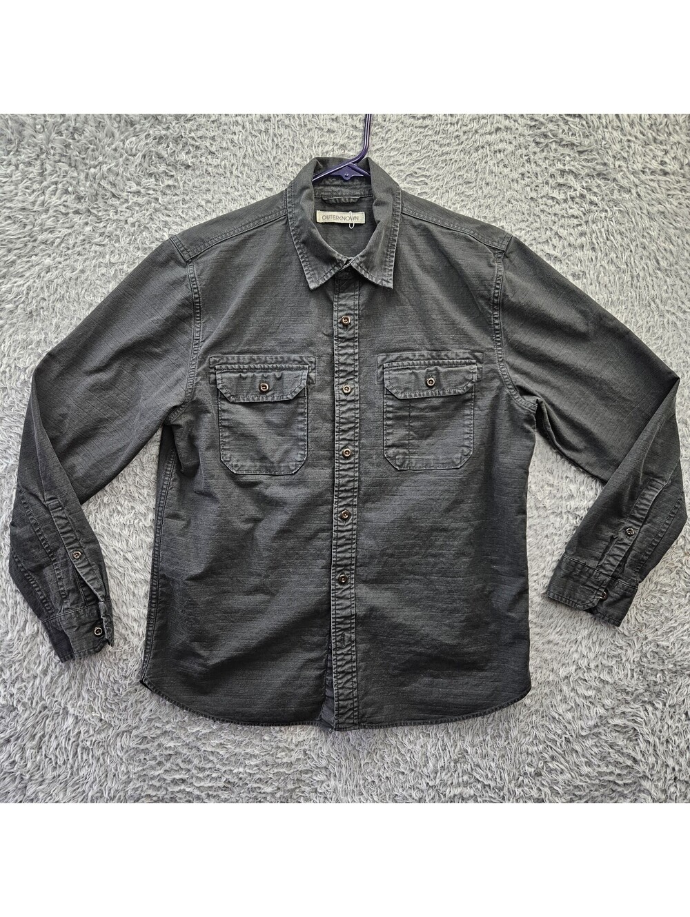 OUTERKNOWN The Utilitarian Shirt Men Medium Heavy Duty Work Shirt Black Cotton